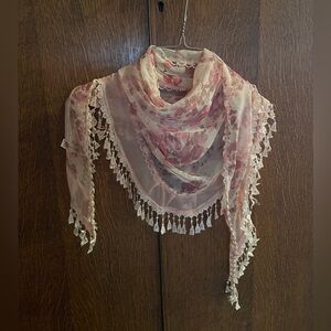 Sheer floral scarf/shoulder wrap